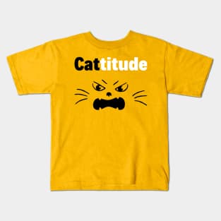 Moody Cat With A Cattitude Kids T-Shirt